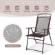 Patio folding sling chair with breathable mesh fabric, durable steel frame, ideal for outdoor relaxation and easy.